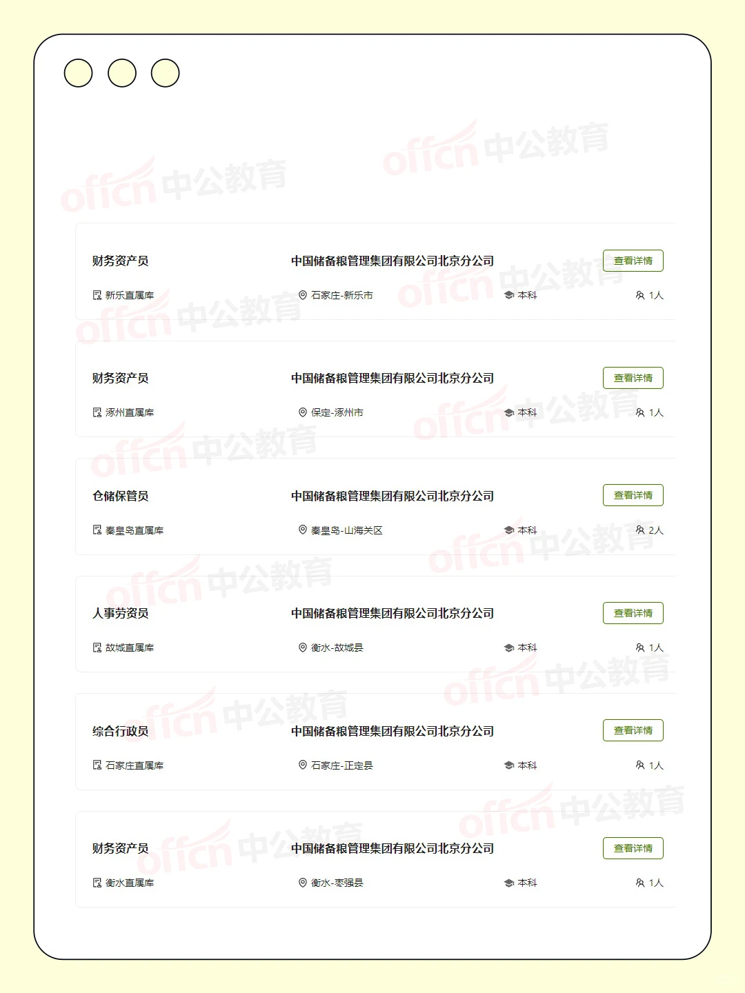 中储粮招65人！央企编制｜河北有岗