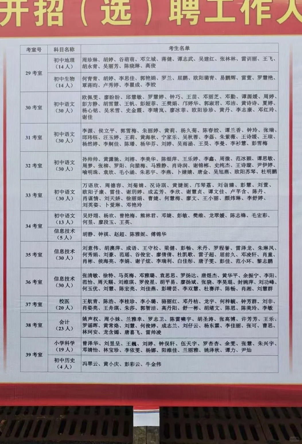 2025年郴州市直教师考场，直接出名字