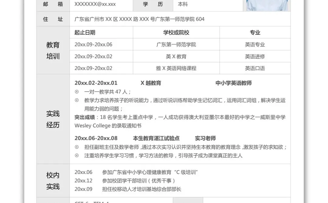 教师简历这样写｜表格布局+成果量化=面试通