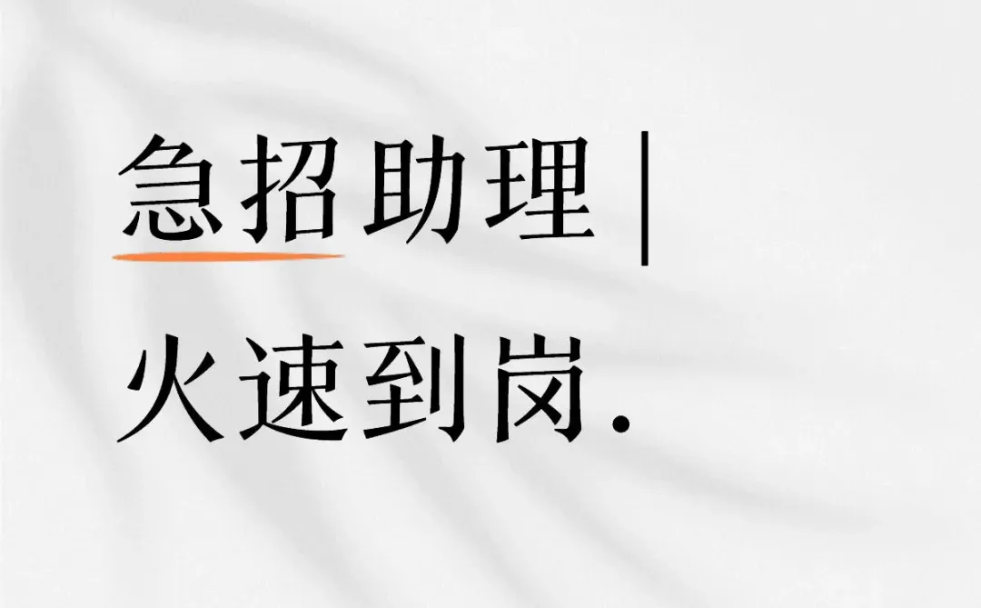 急招助理 | 火速到岗，并肩冲刺！
