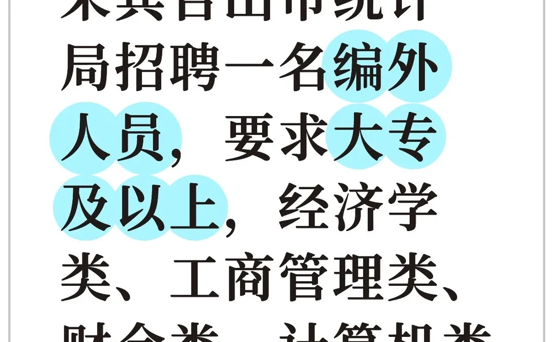 来宾合山市统计局招聘一名编外人员