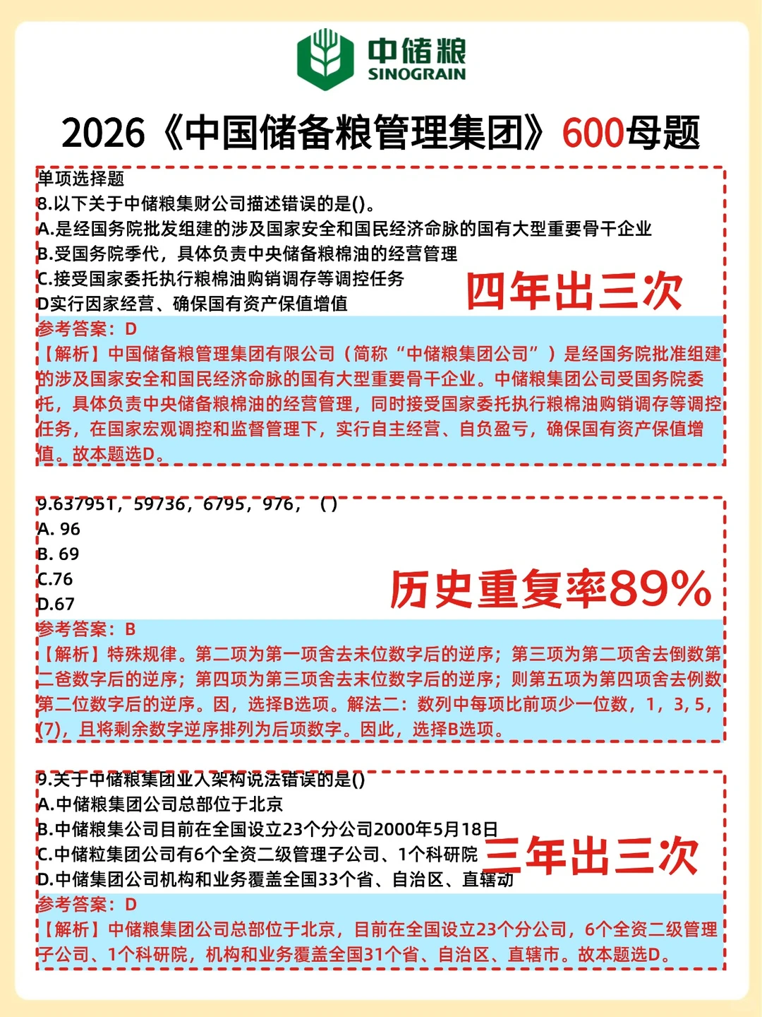 26届中储粮笔试嗒案已出，直接背抓大放