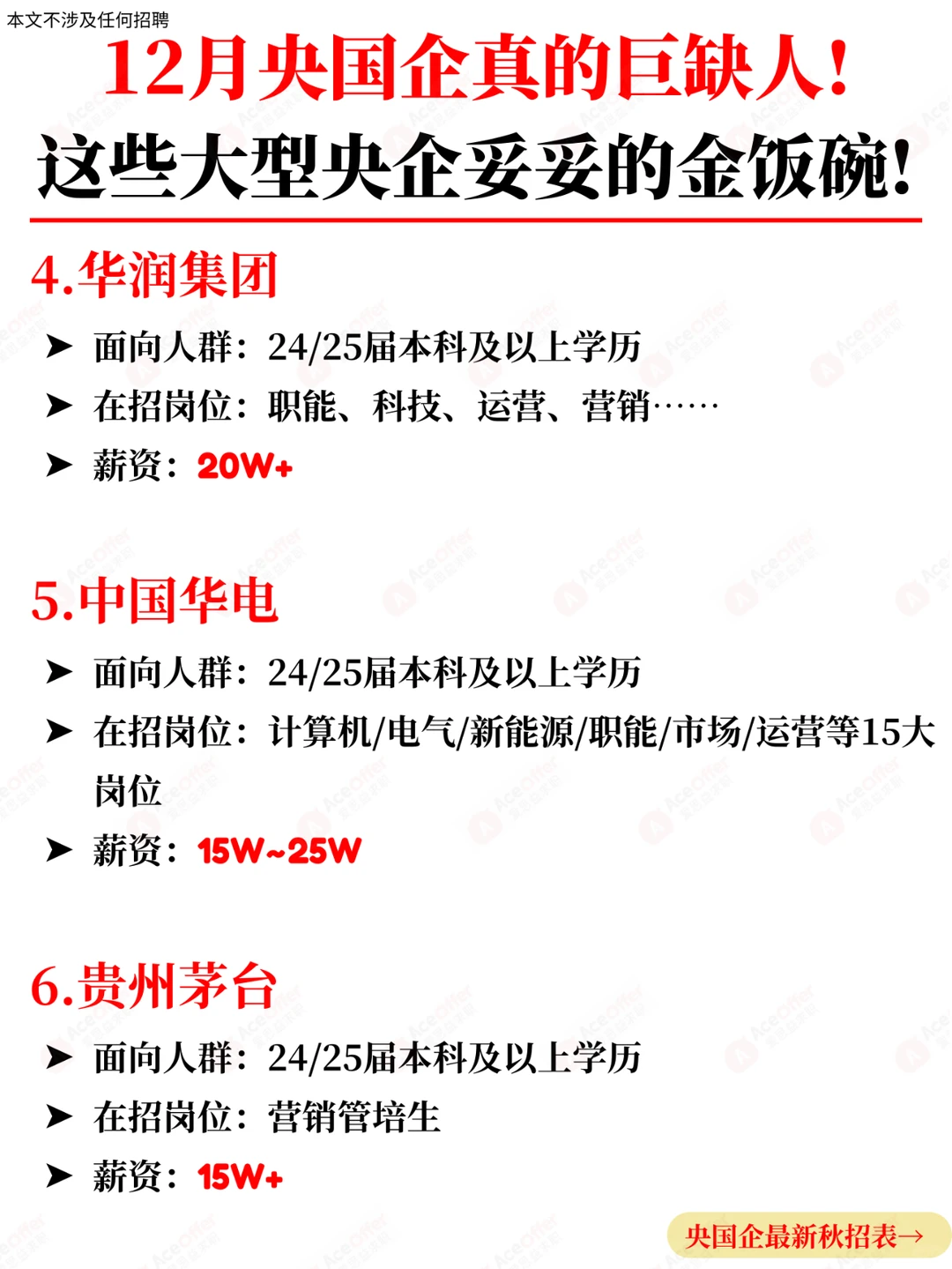 12月央国企真的巨缺人！这些央企妥妥金饭碗