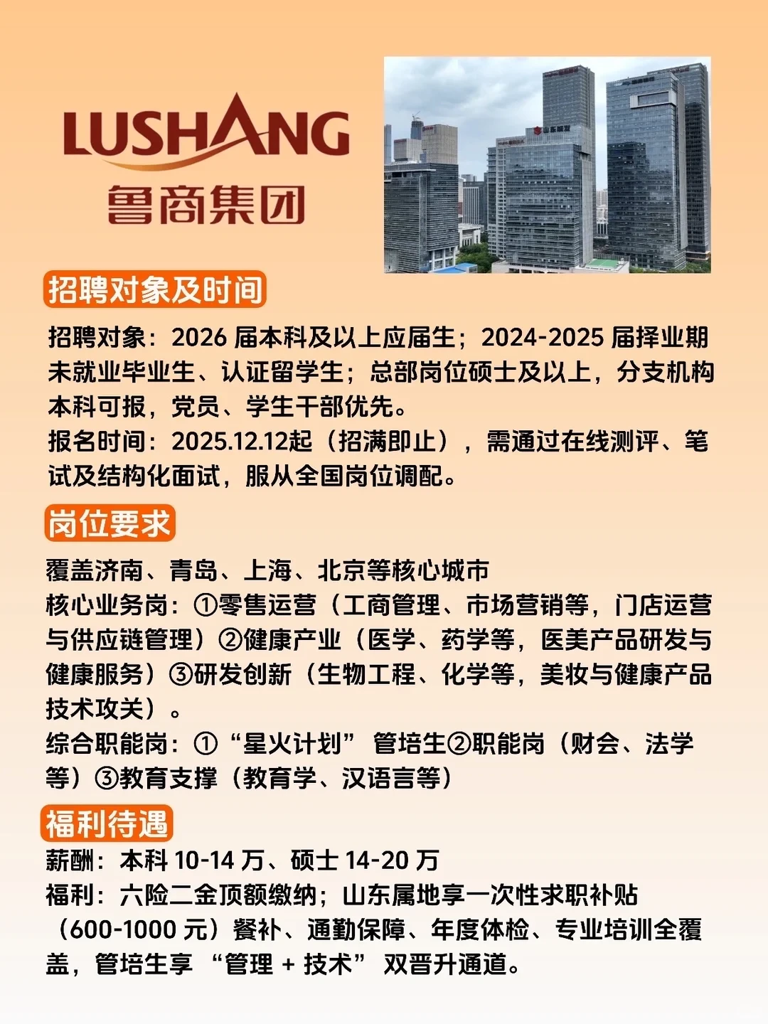 鲁商集团 2026 届校园招聘计划！