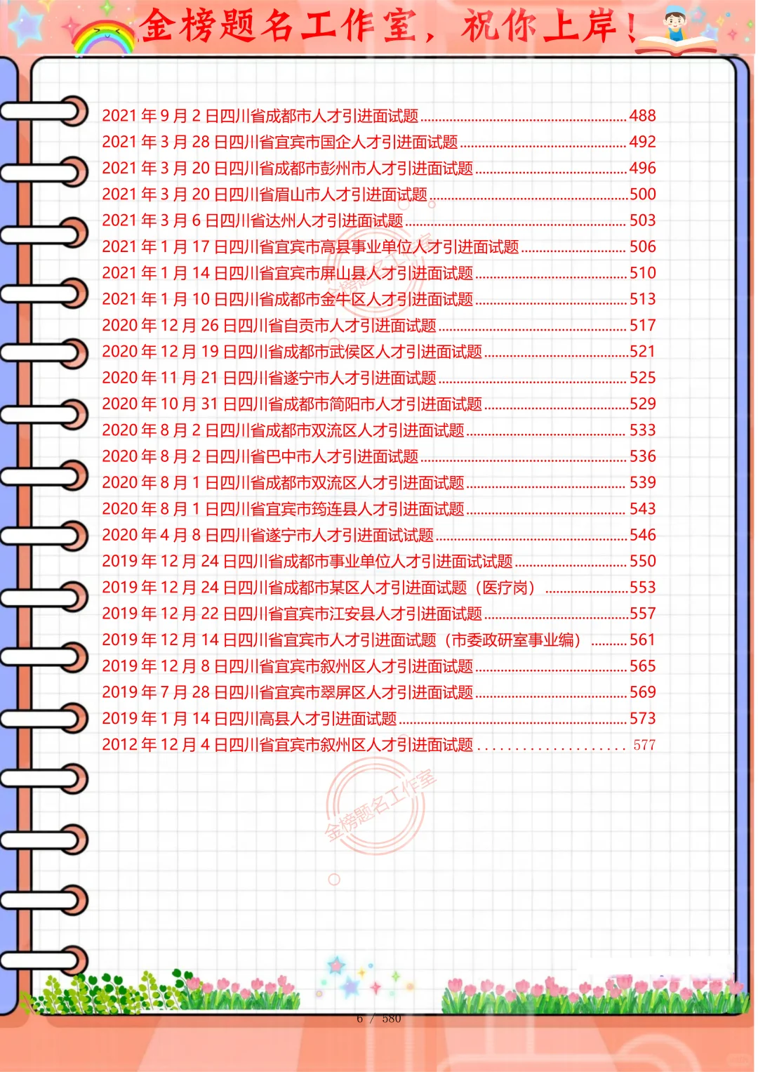 四川省眉山市人才引进历年面试题，熬夜刷完