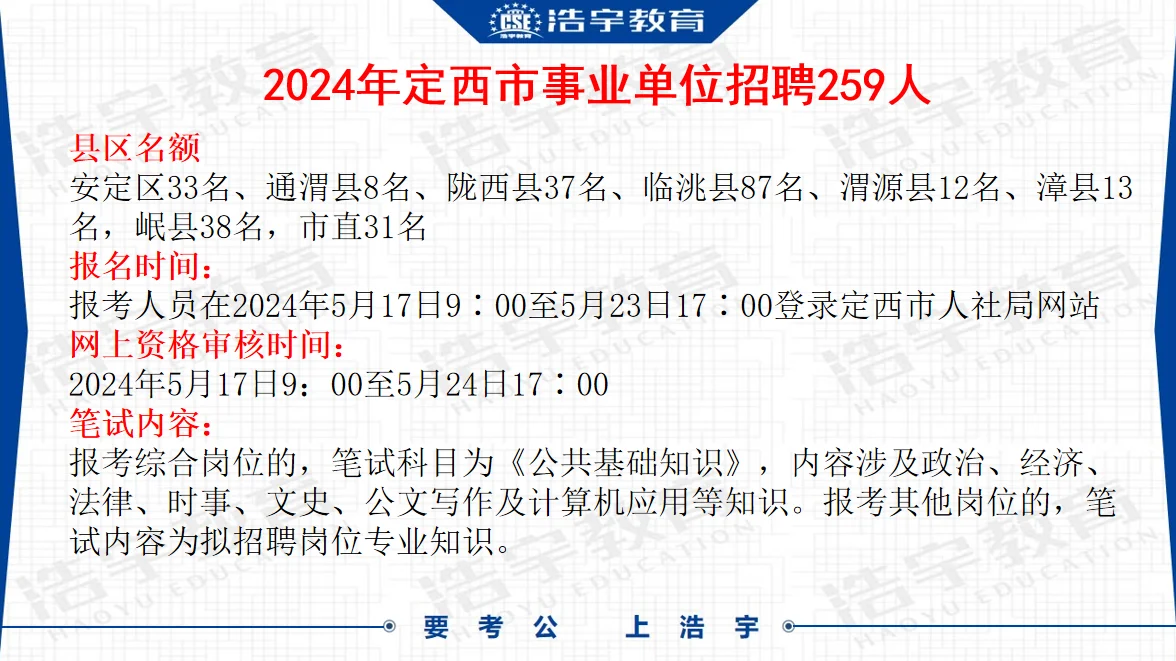 24定西事业单位招聘