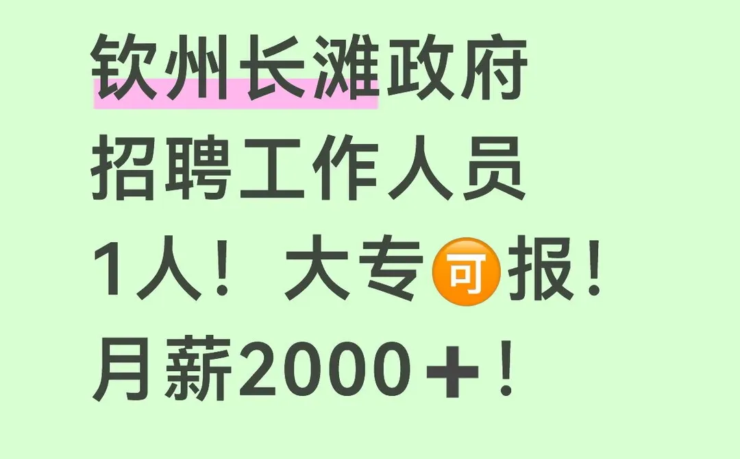 钦州长滩政府招聘工作人员1人…
