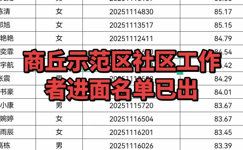 商丘示范区社工进面名单已出