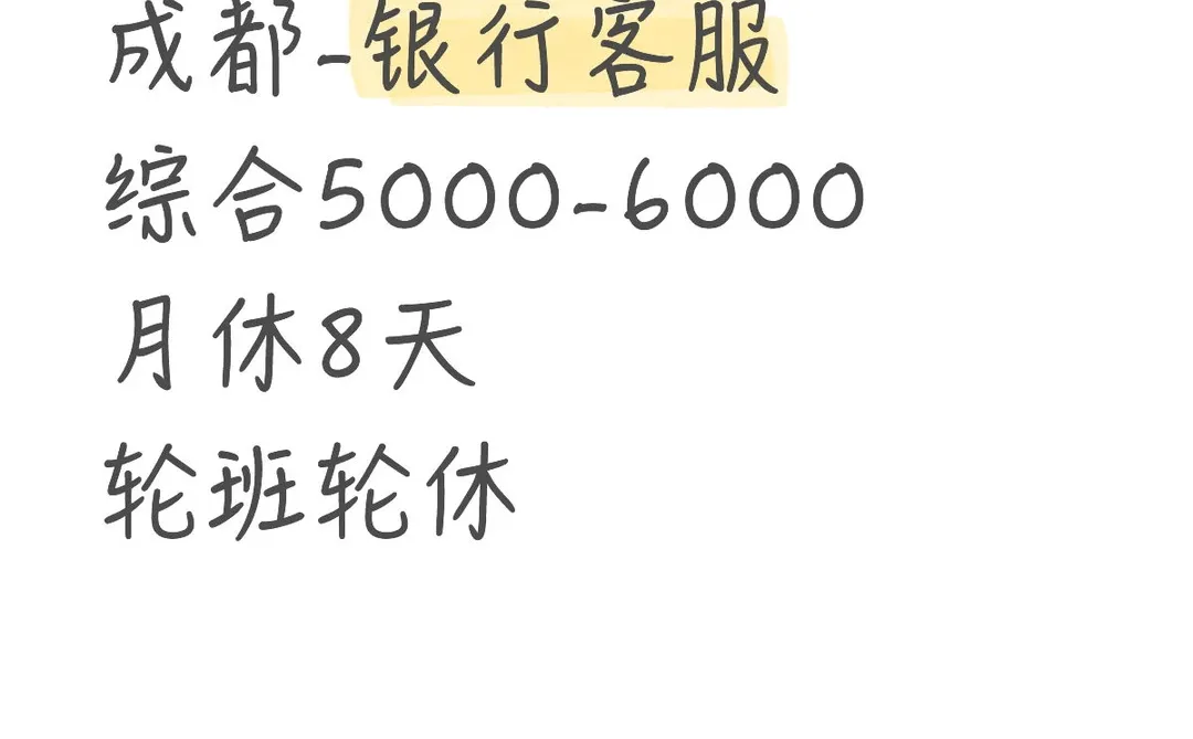 速递一份银行客服工作，坐标成都高新区~