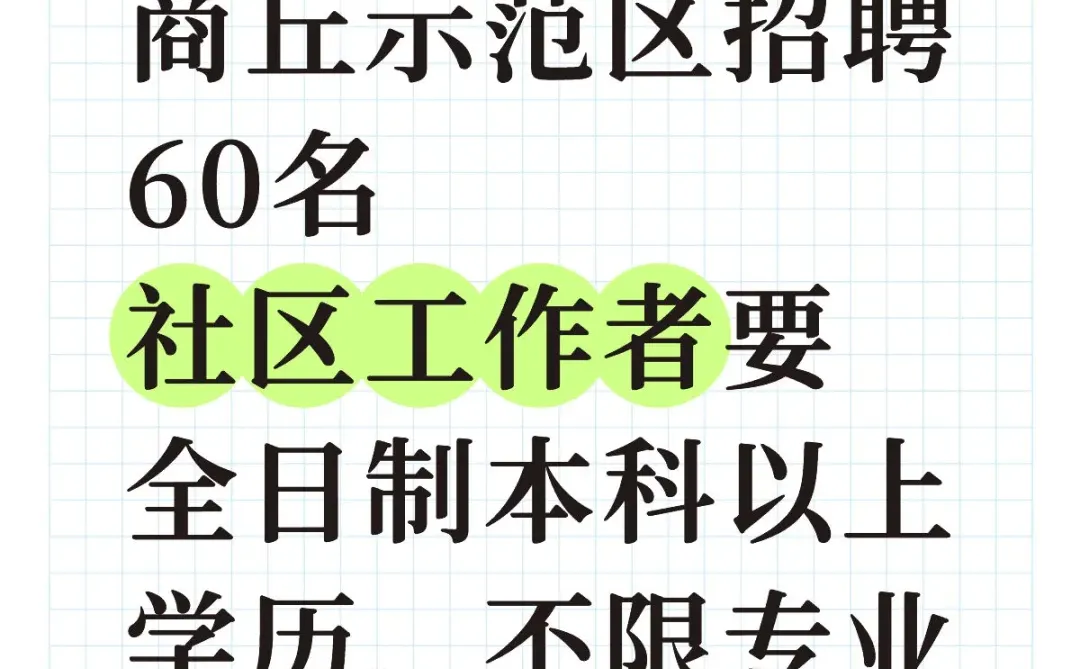 商丘又招聘60名