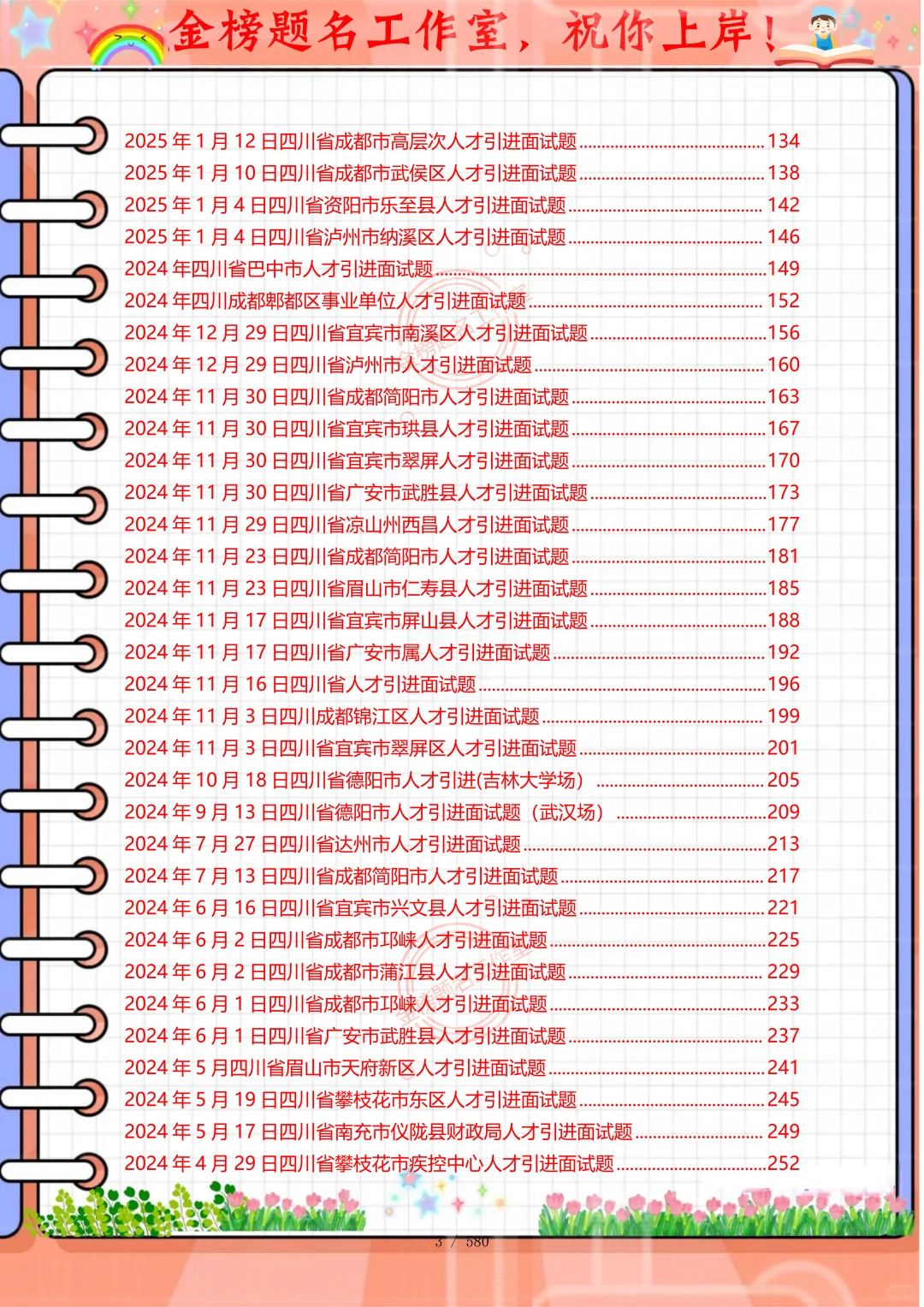 四川省眉山市人才引进历年面试题，熬夜刷完