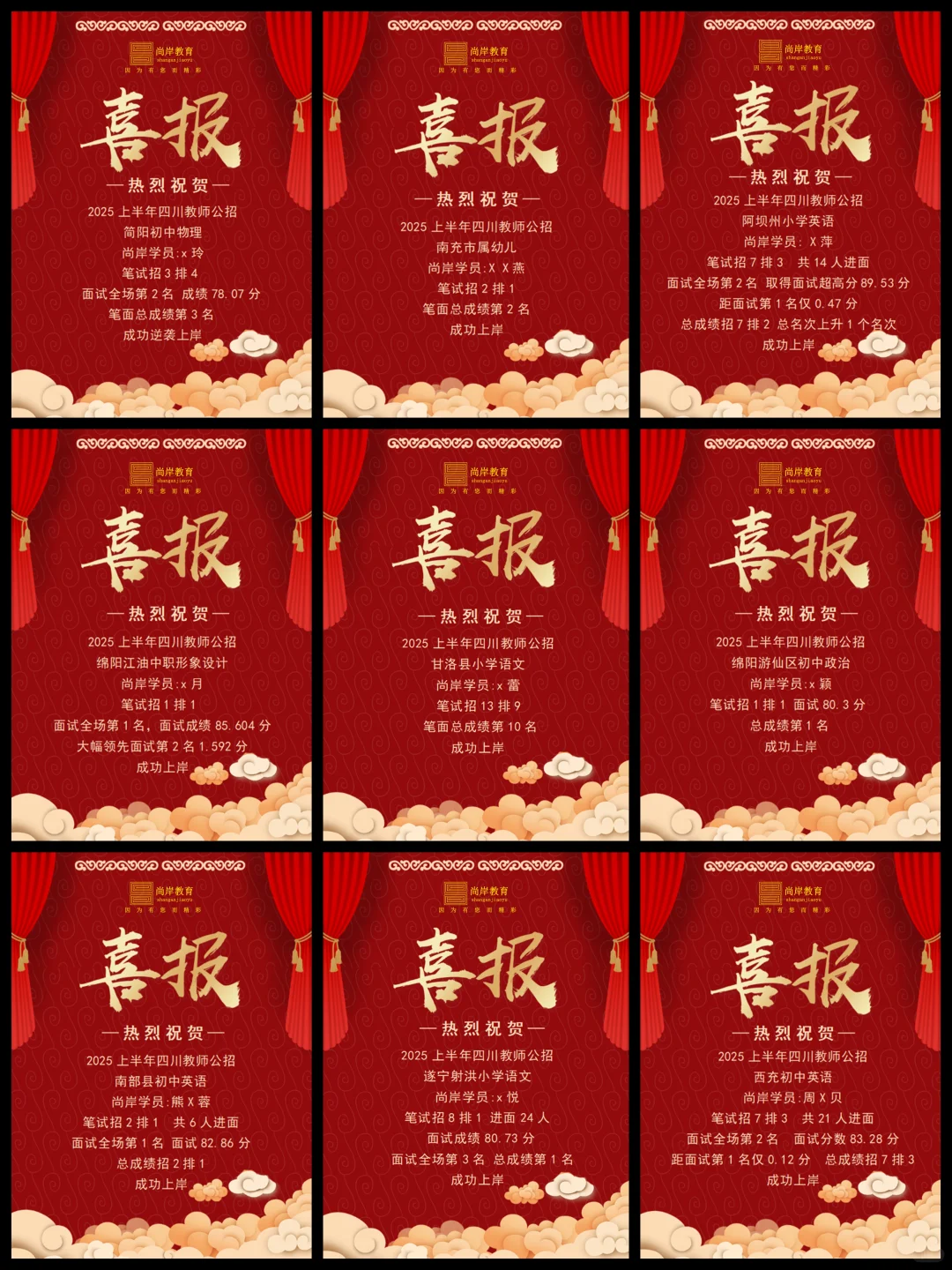 ‍🔥尚岸喜报分享（部分）