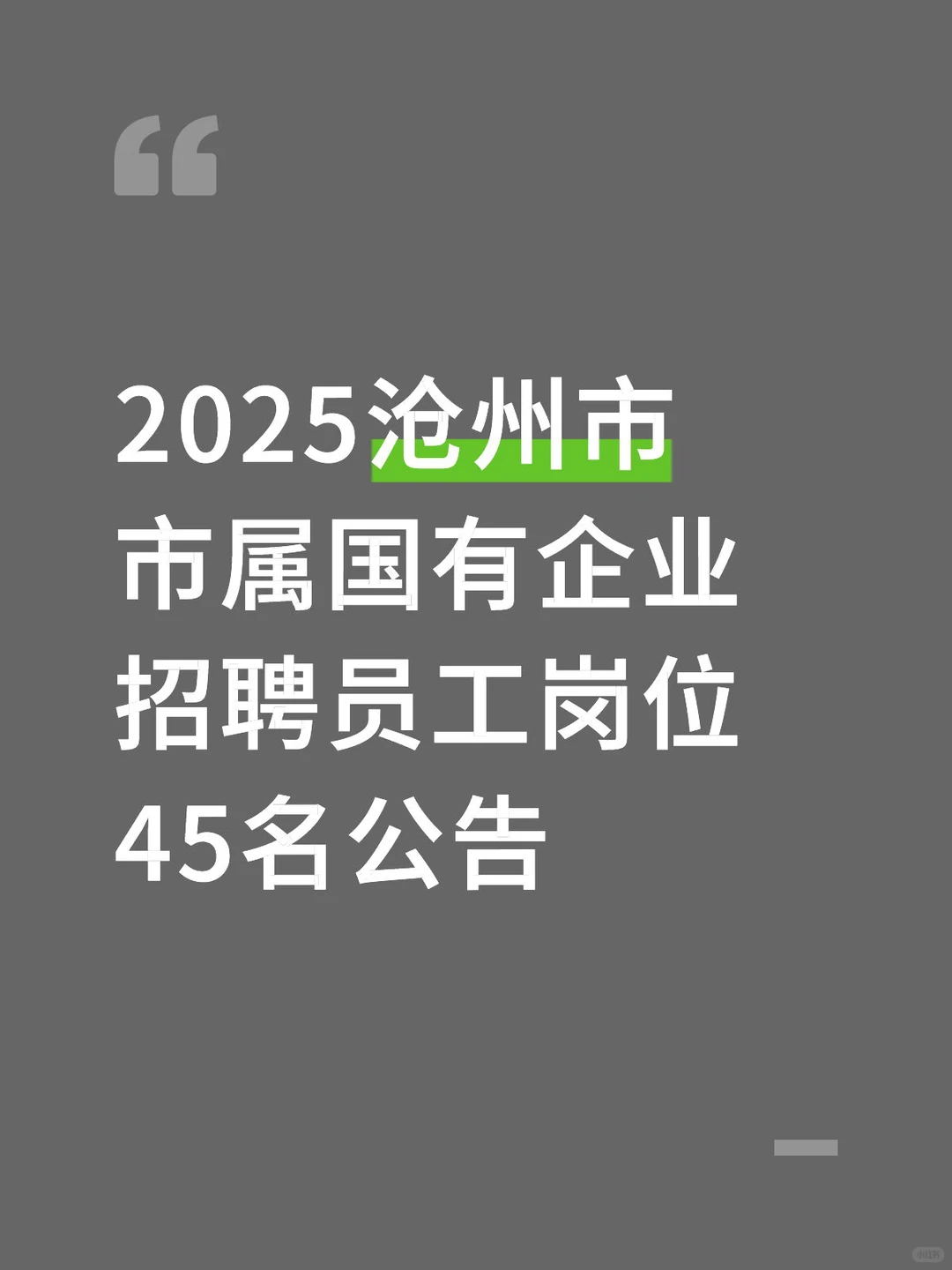 2025沧州市市属国有企业招聘员工岗位45名公