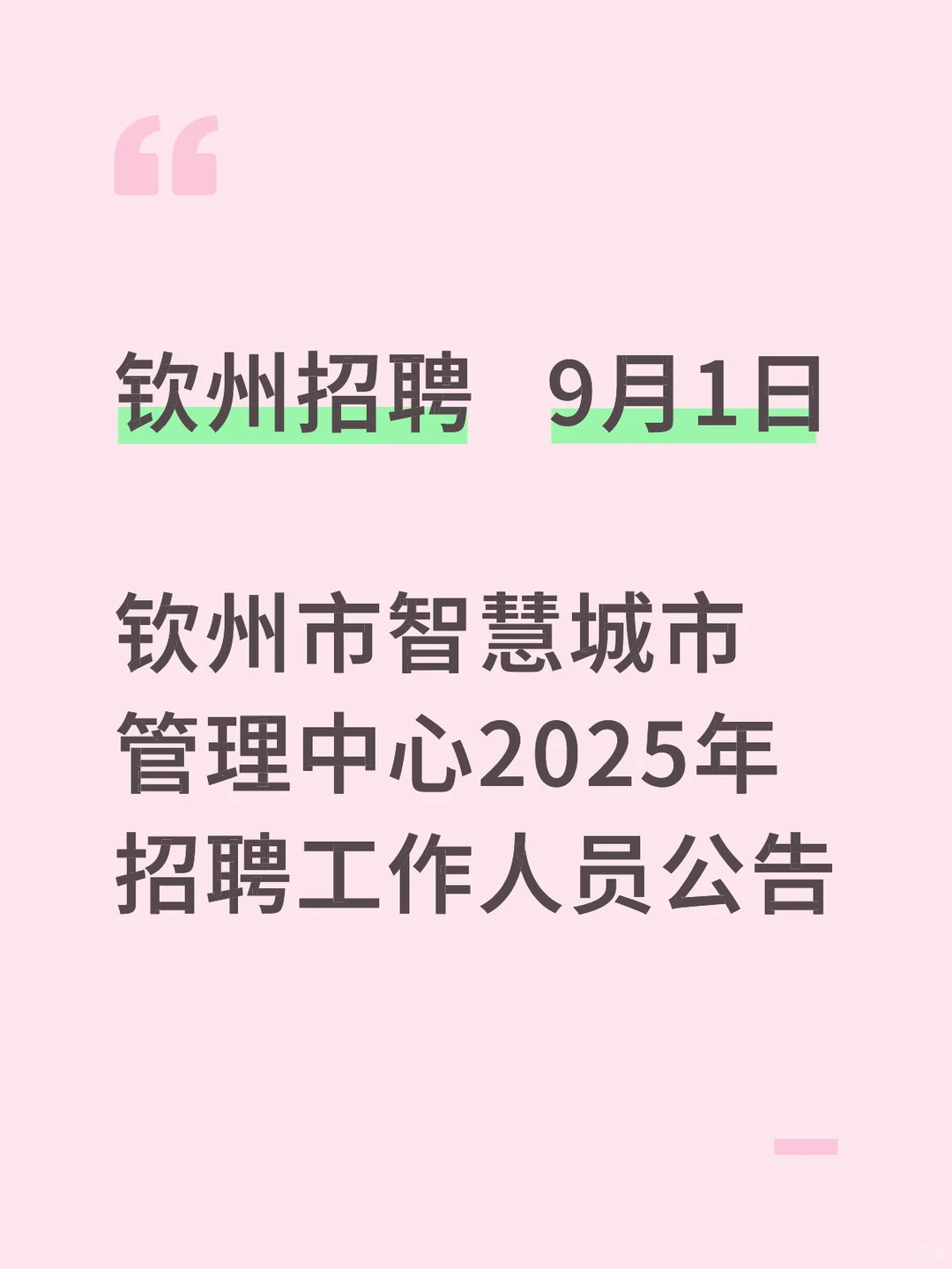 钦州市智慧城市管理中心2025年招聘工作人员