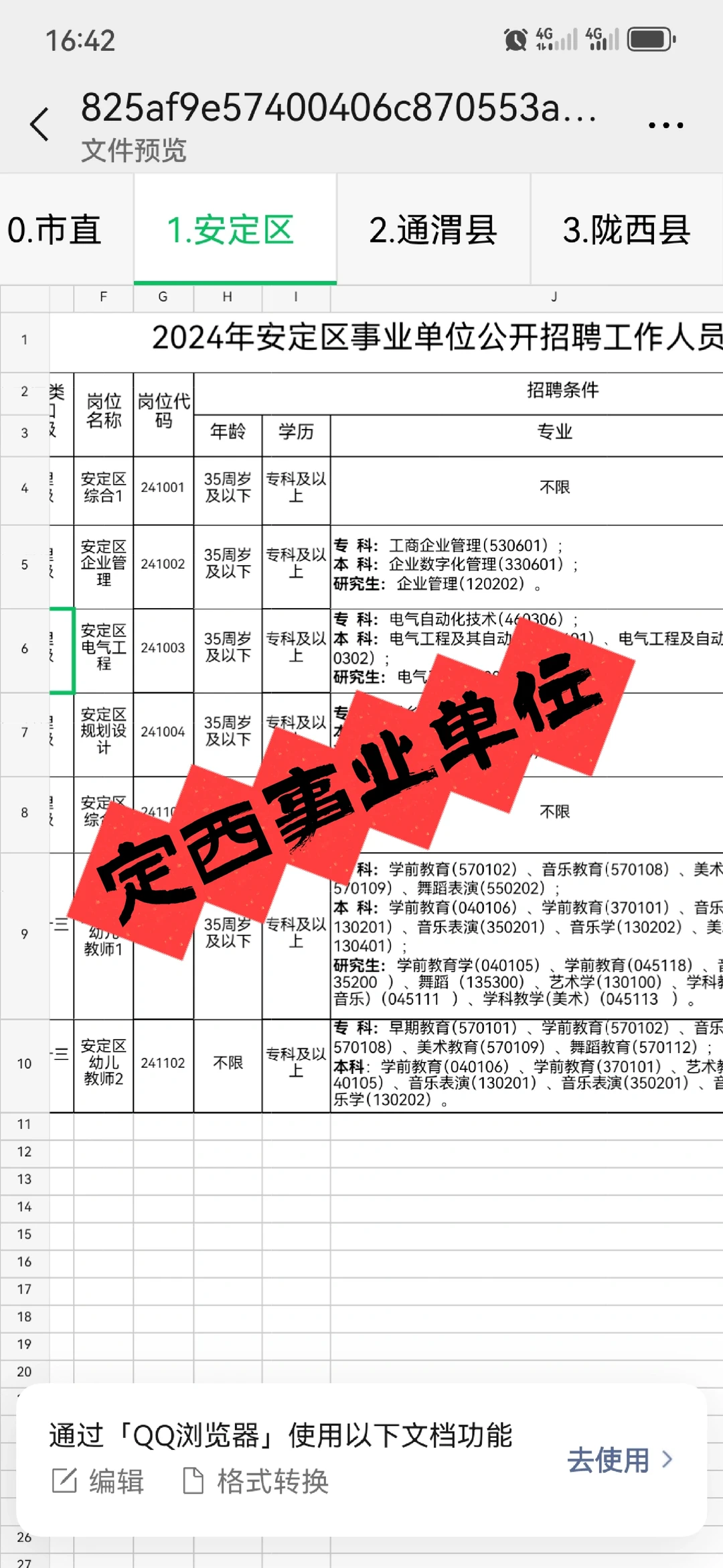 24年定西事业单位招聘259人公告
