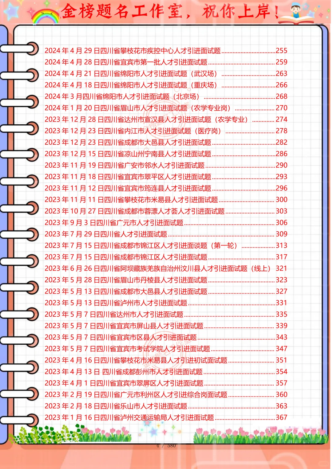 四川省眉山市人才引进历年面试题，熬夜刷完
