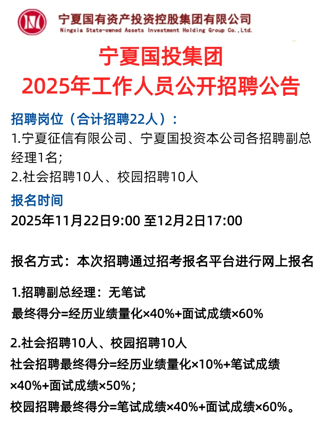 2025宁夏国投集团招聘22人公告汇总