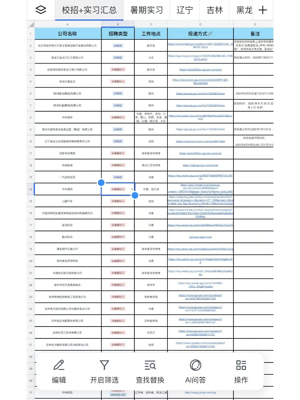 8月辽宁校招清单~我挨个投！