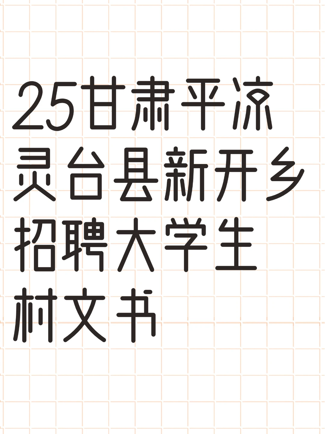 平凉市灵台县新开乡招聘大学生村文书