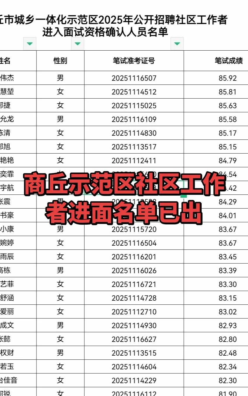 商丘示范区社工进面名单已出