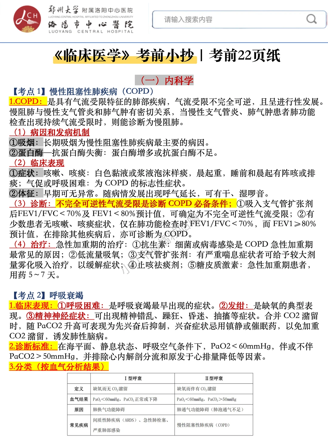友情提醒:洛阳市中心医院别裸考，熬夜背啊
