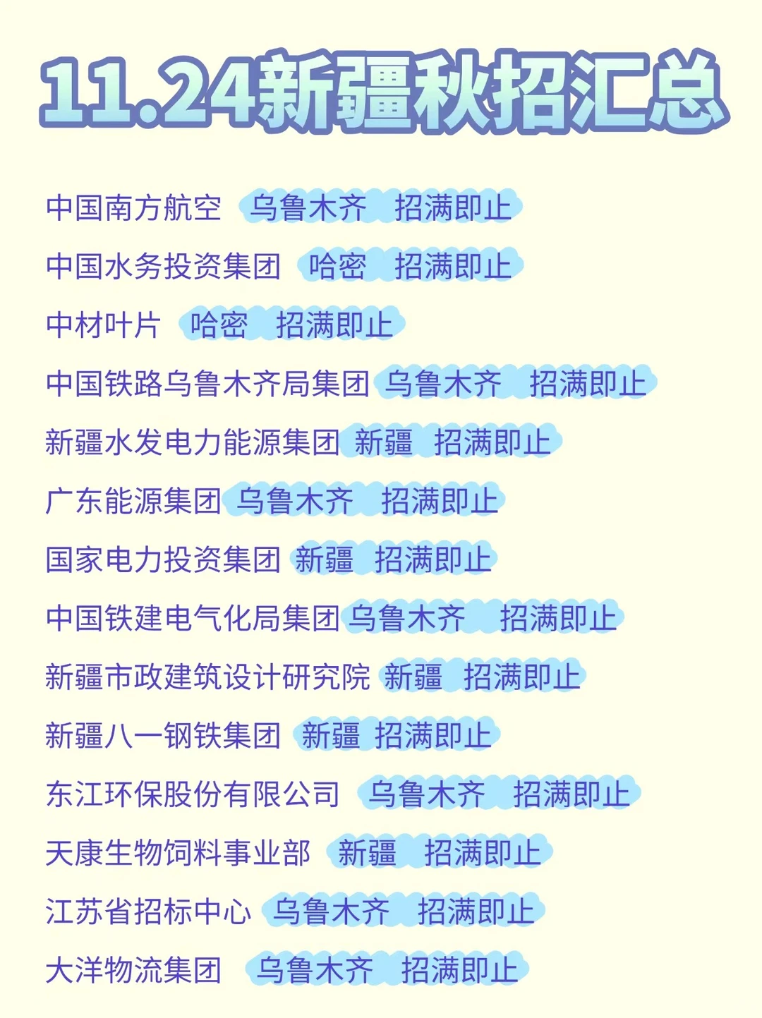 11.24两眼一睁就是投投投新疆秋招！