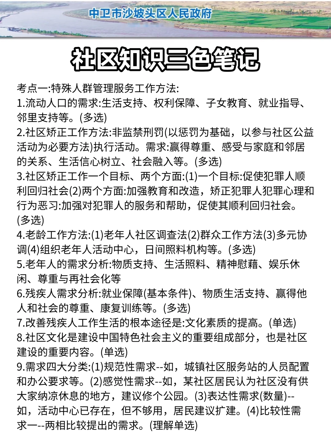 提醒一下中卫沙坡头社区工作者！