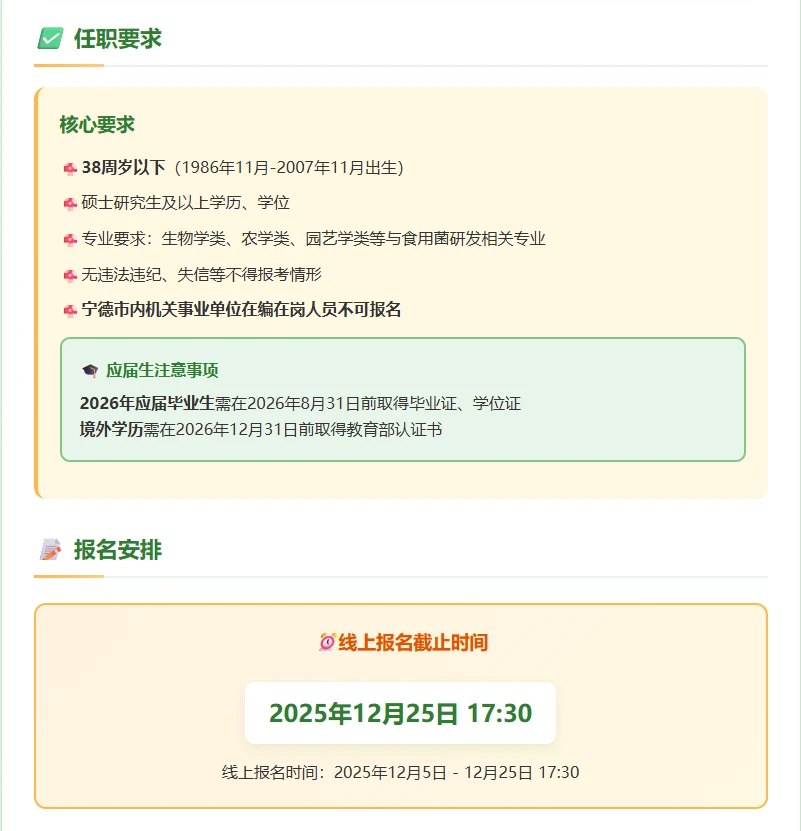 宁德古田招食用菌专业人才！事业单位编内岗