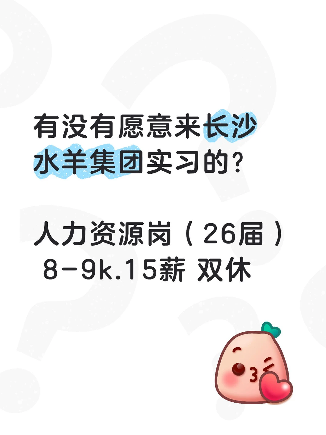 有想来长沙水羊集团实习的？人力资源岗