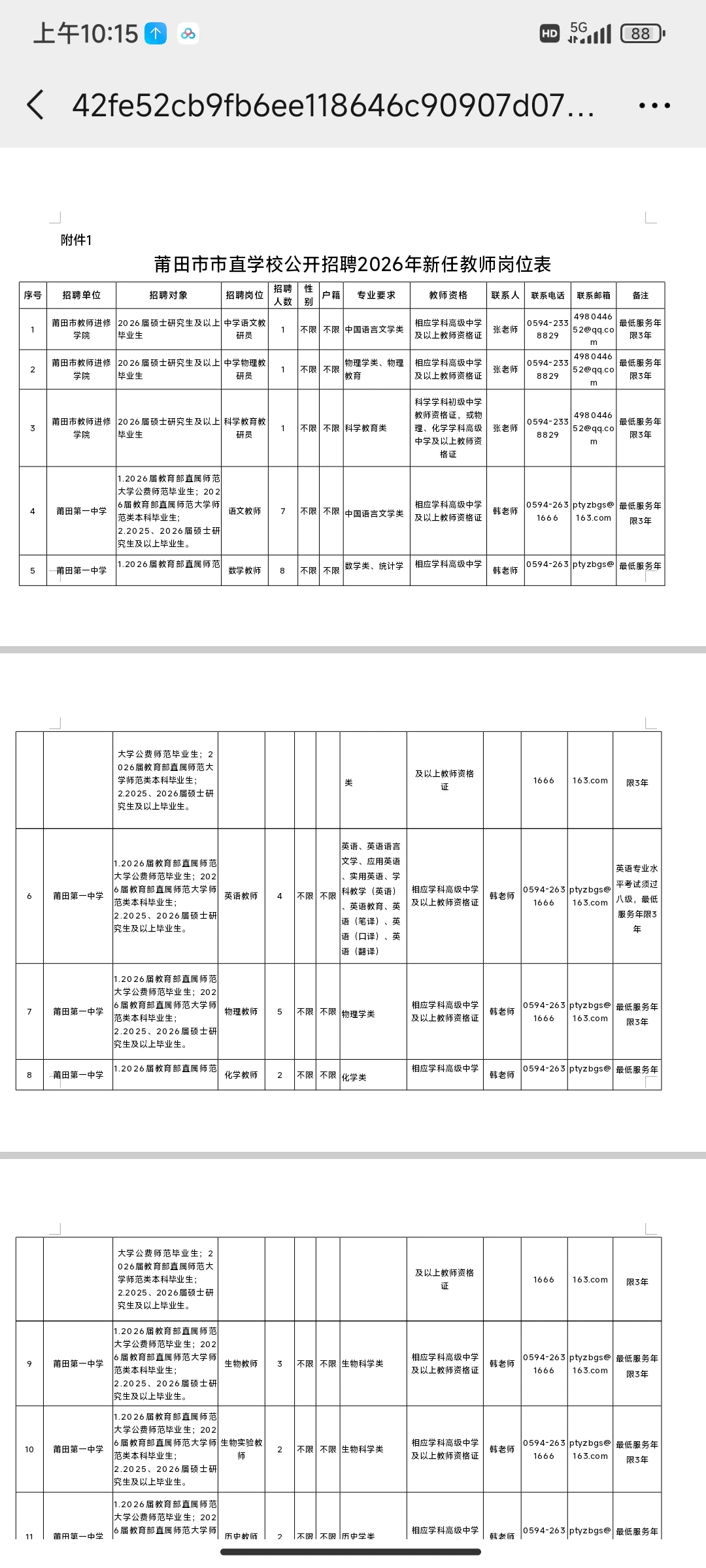 莆田市直，编内教师86人