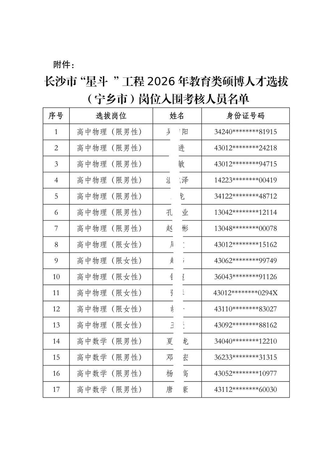 速查面试名单！26年长沙星斗教育类(宁乡市)