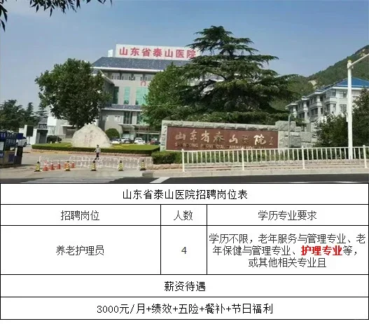山东泰山医院招聘护理岗位！不限学历