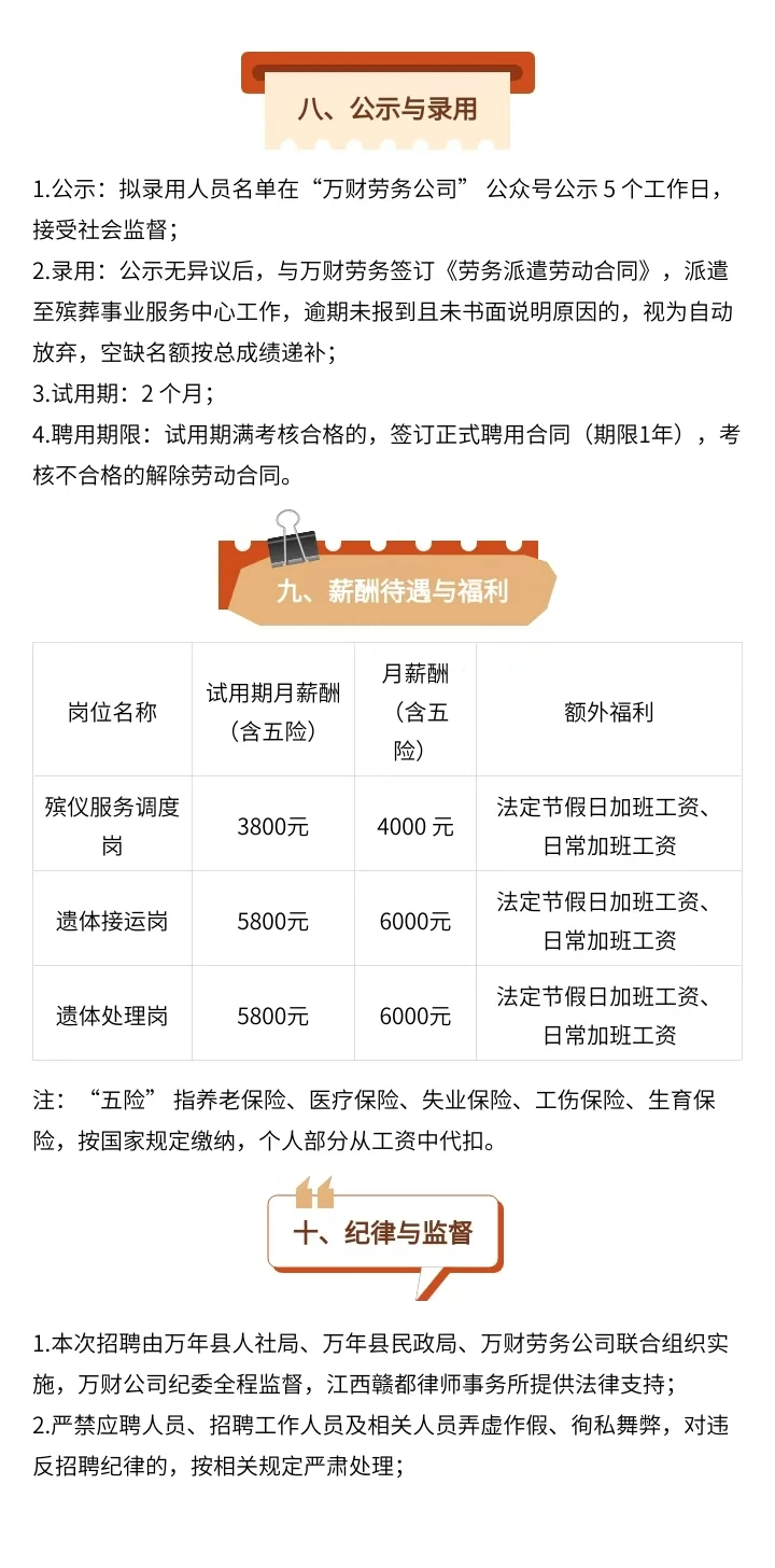 万年县殡葬事业服务中心招聘6人