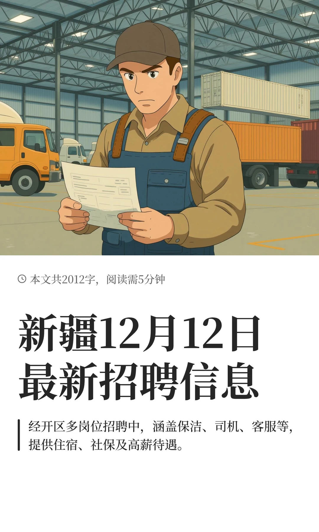 新疆12月12日最新招聘信息