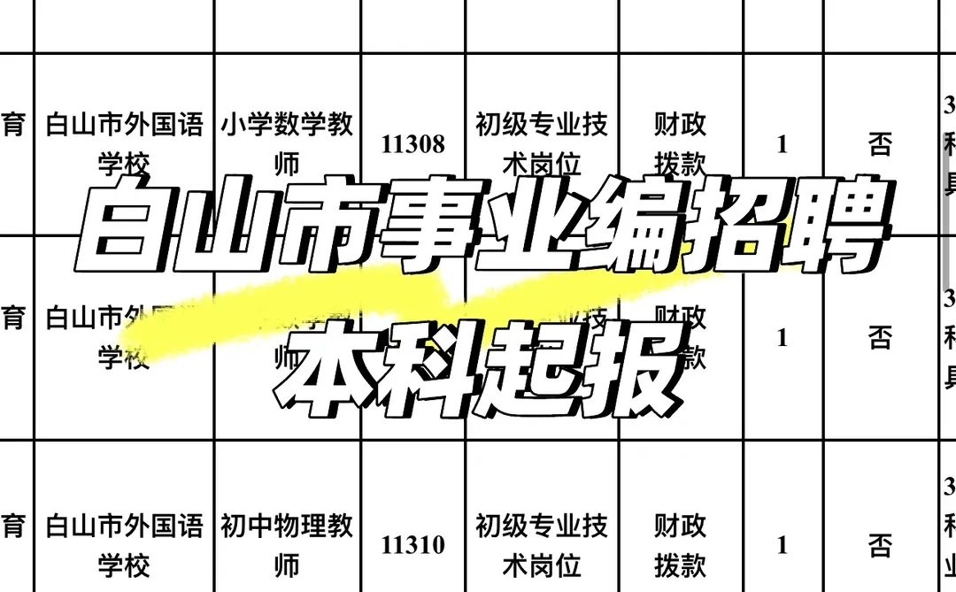 白山市！编制！本科起报！