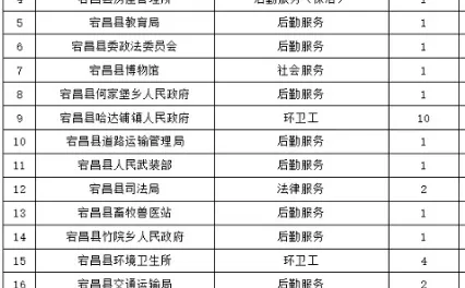 陇南宕昌县招聘公益岗41人