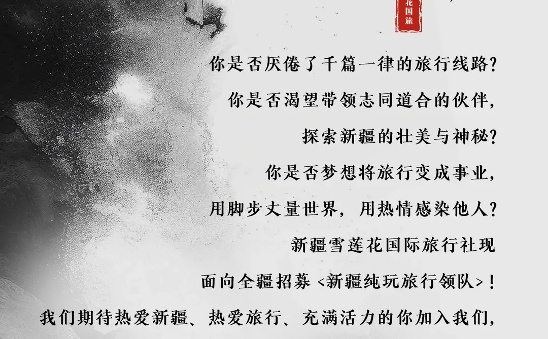 新疆天花板旅行社招募纯玩领队！机不可失！