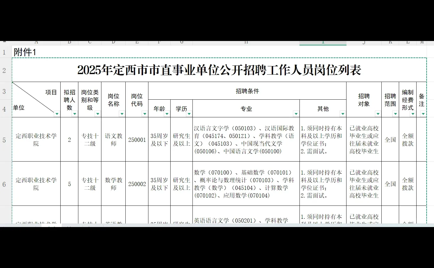 定西事业单位！