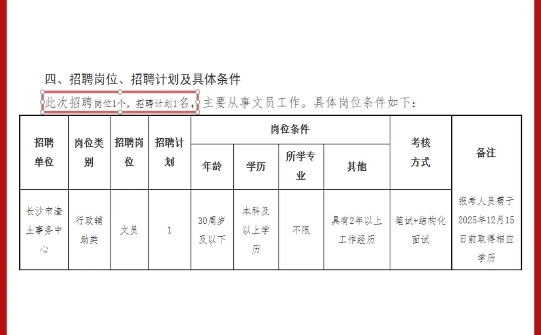 好工作！长沙市渣土事务中心招文员！