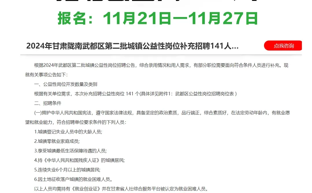 陇南武都区招聘141人