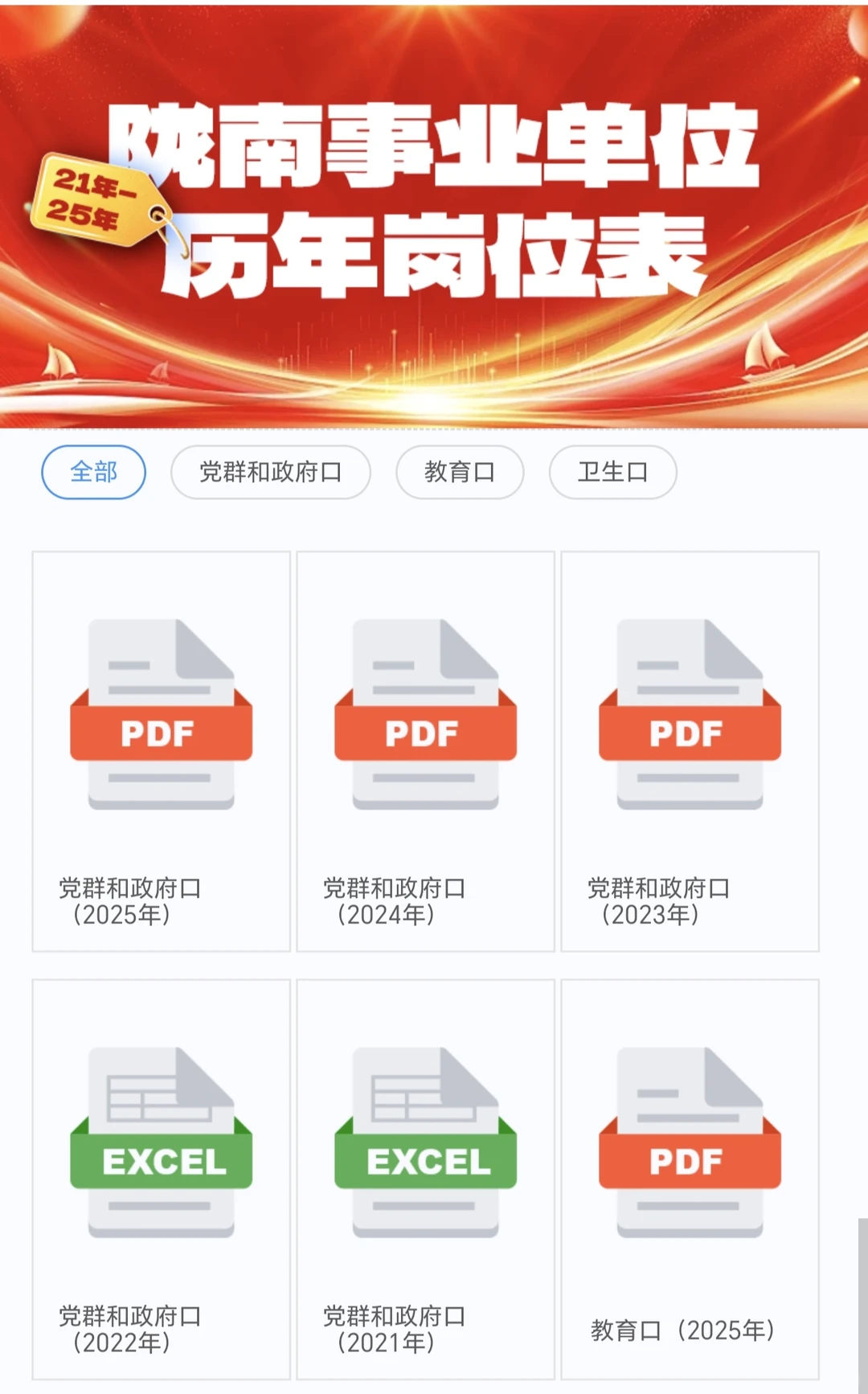 陇南事业单位历年岗位表