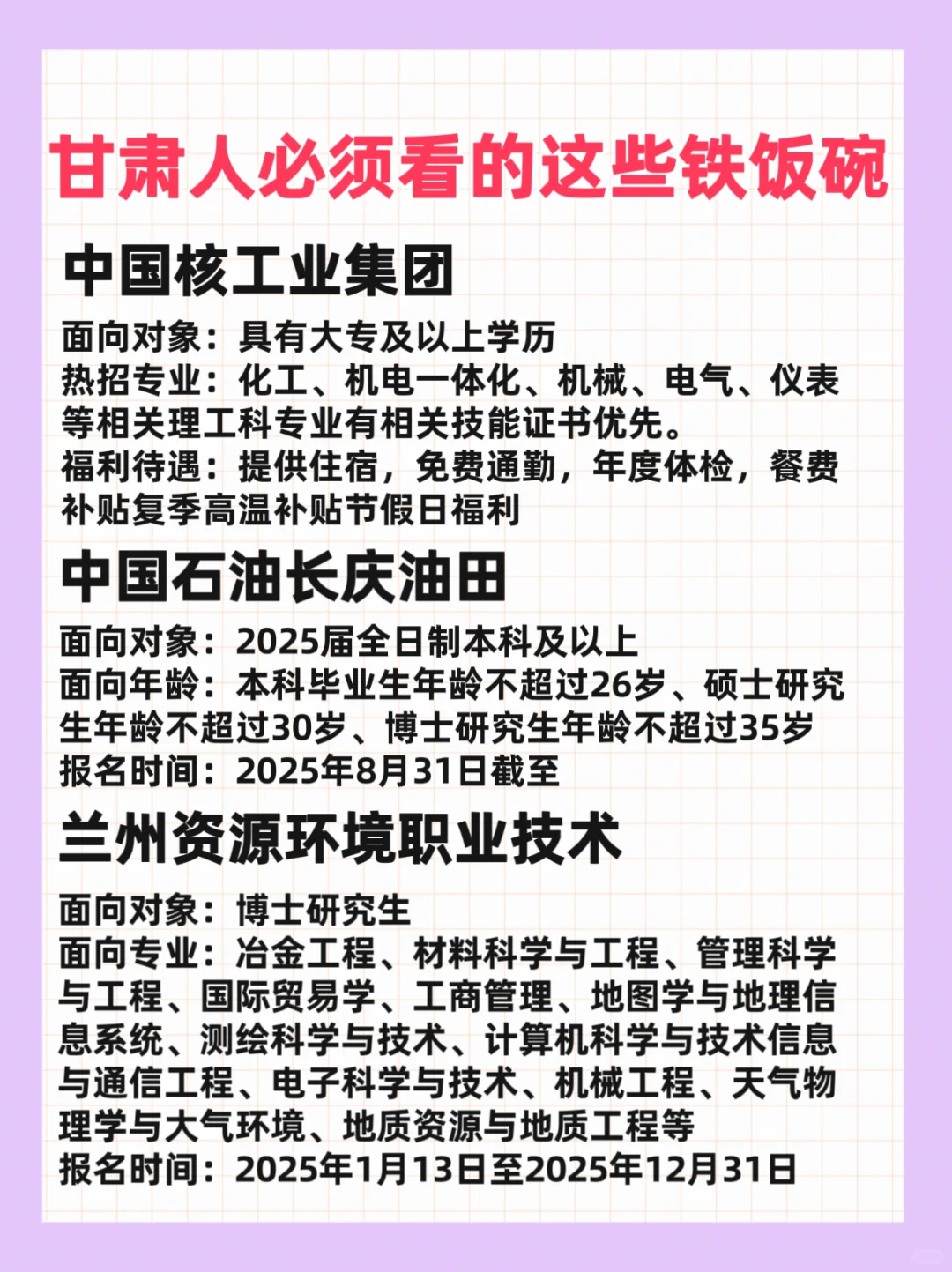 甘肃人必须看的这些铁饭碗