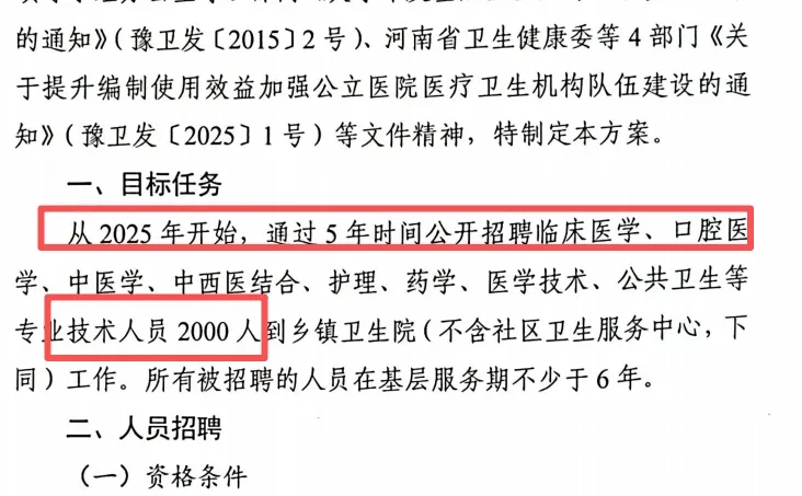 周口基层卫生专业岗位招聘方案出了！！
