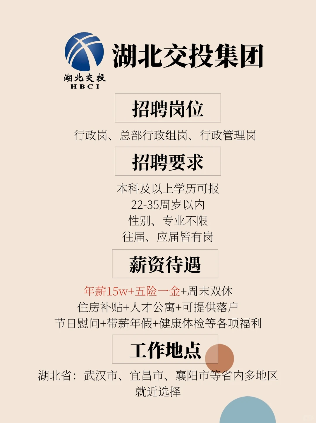 湖北交投年底补录，应届生速投