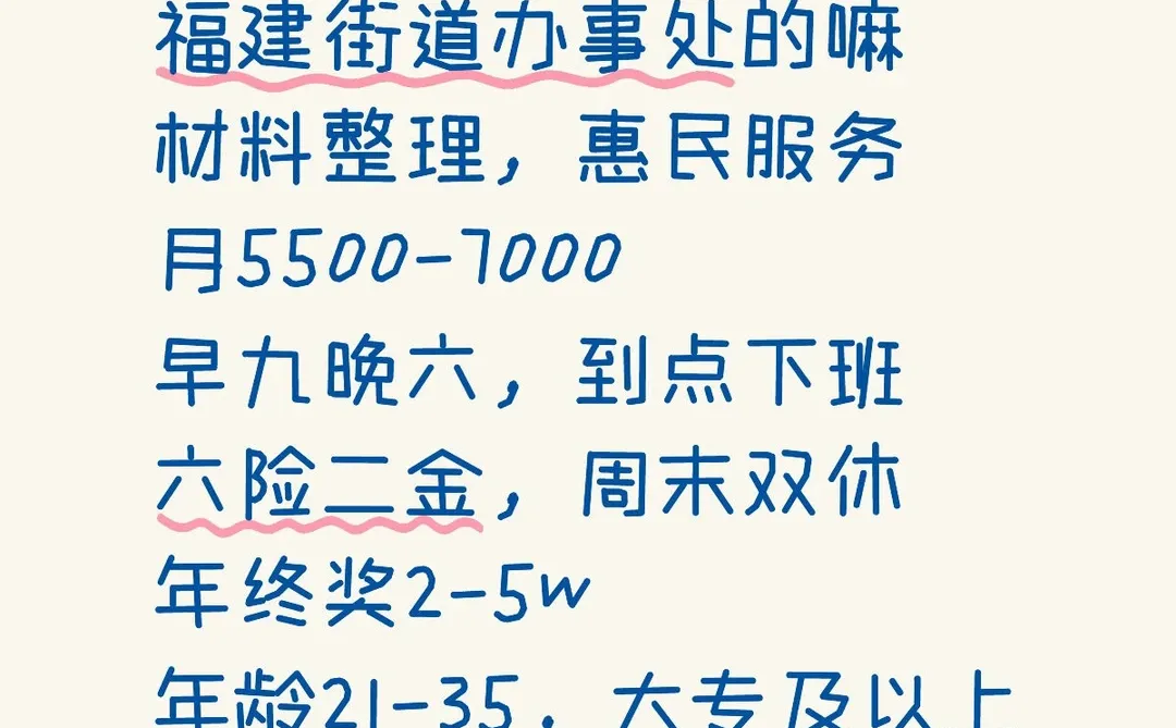 福建街道办事处，有愿意来的嘛