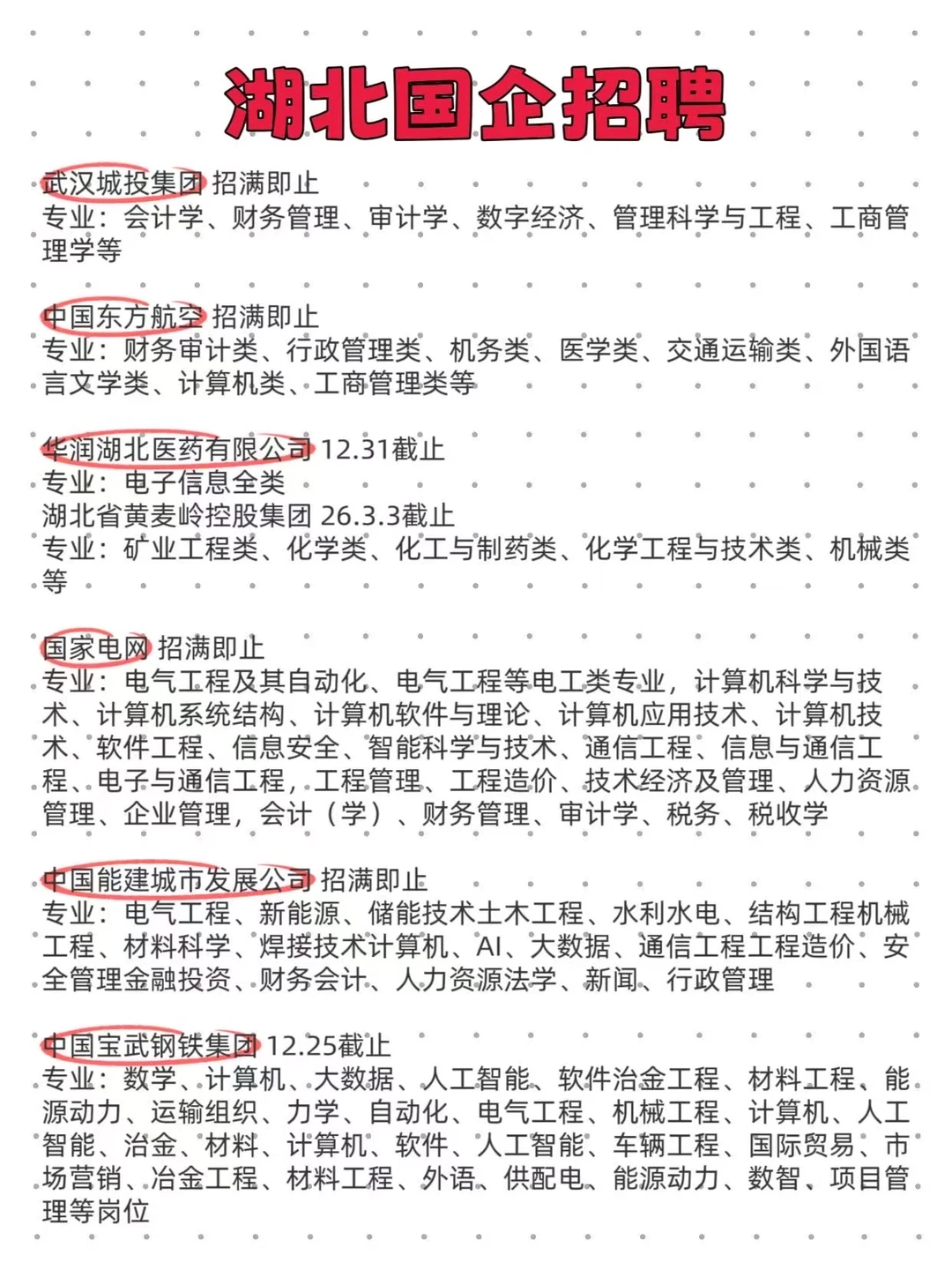 建议湖北的小伙伴都去试一下这些央国企