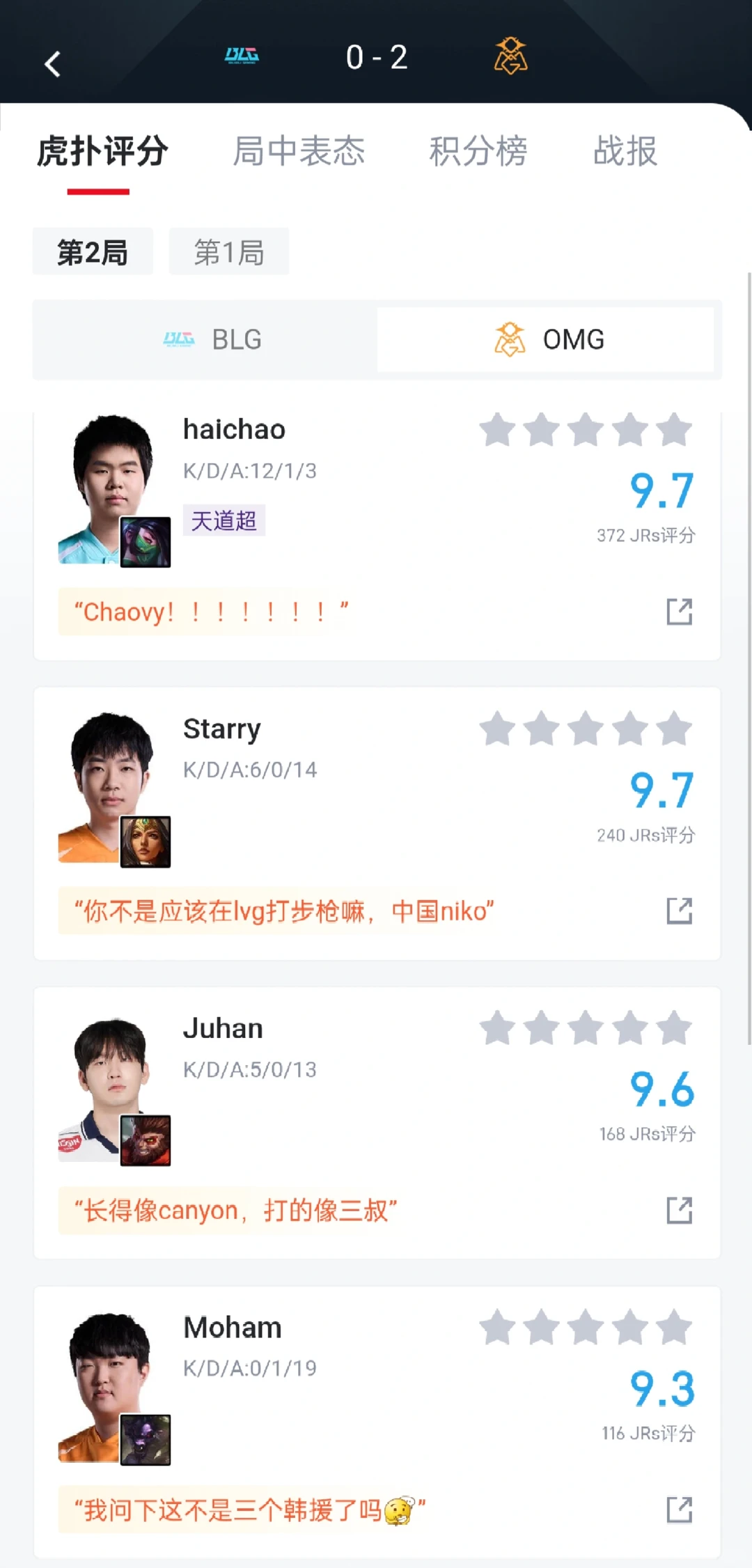 德杯OMG2-0BLG，纯在虐