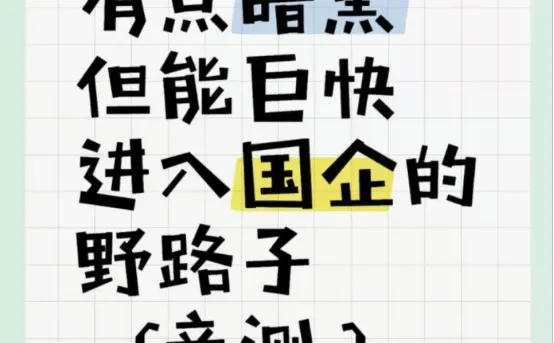 有点暗黑但能巨快进入国企的野路子（亲测）