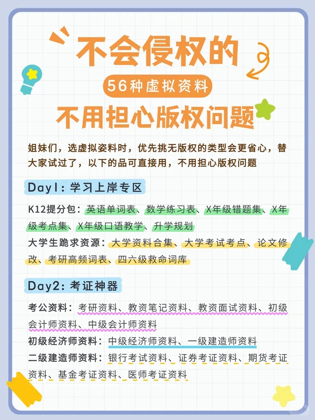 🙅🏻‍♀️不用担心版权问题的虚拟资料选品！