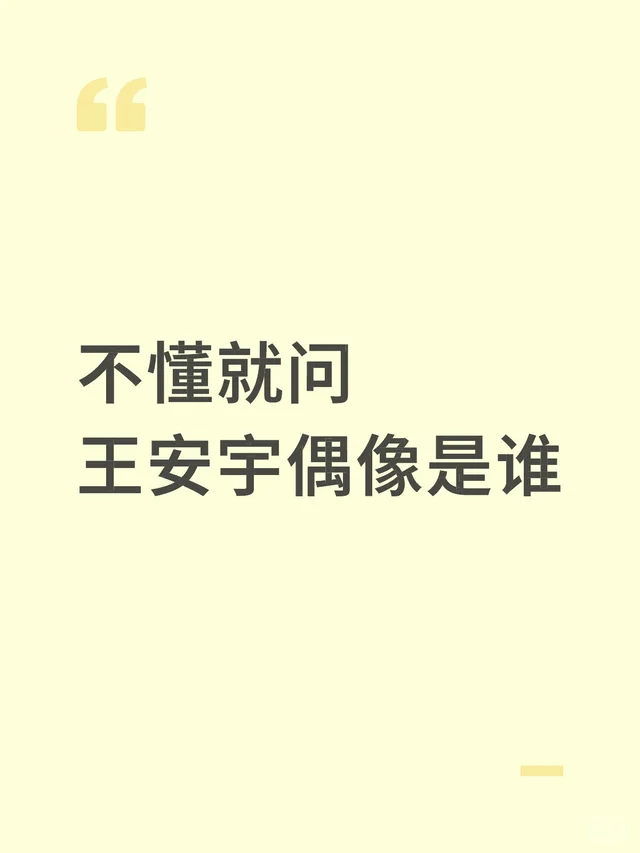不懂就问 王安宇偶像是谁